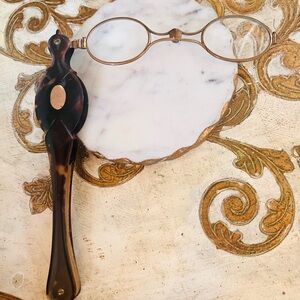 Antique Victorian Era Faux Tortoiseshell Lorgnette Opera Glasses